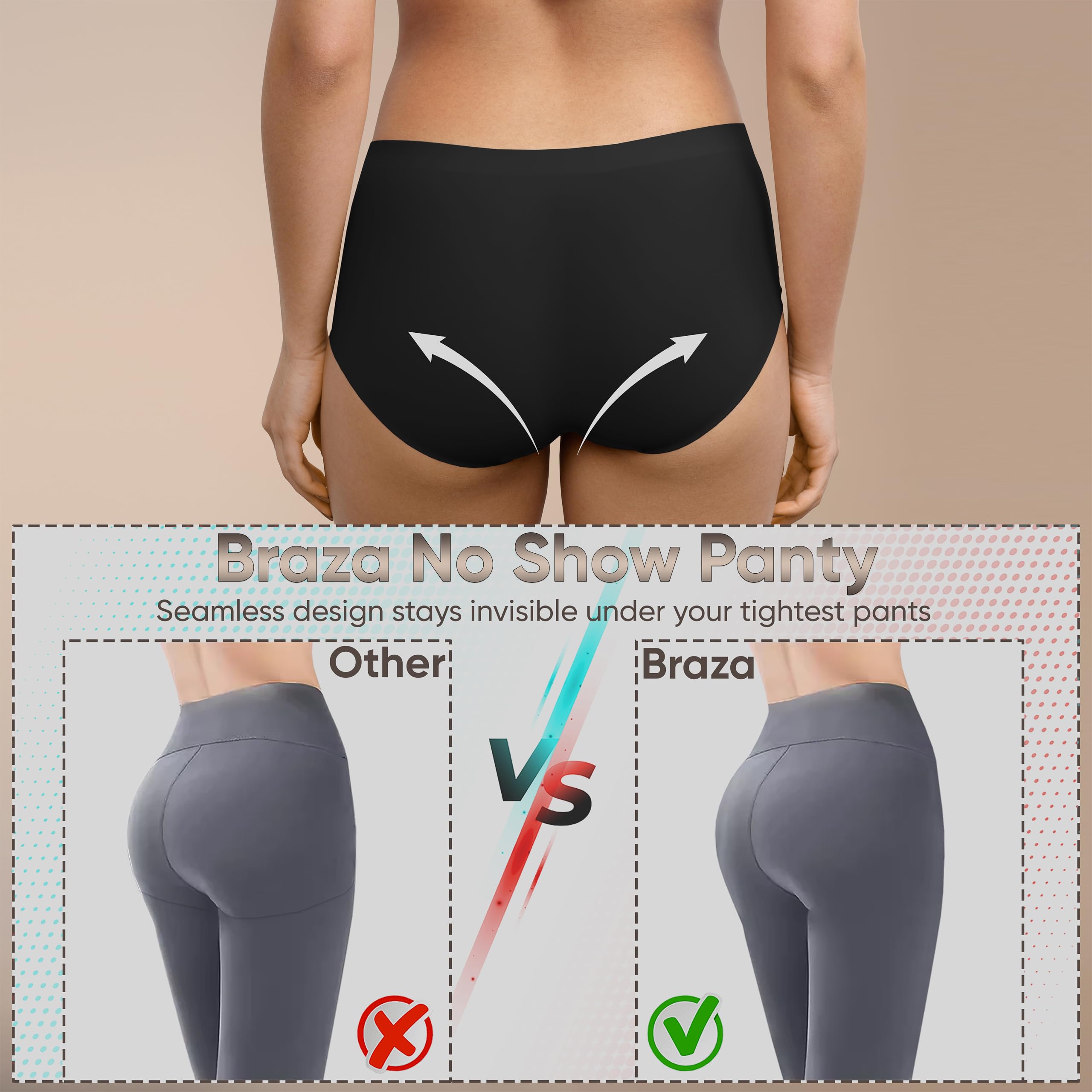 Braza Magic Seamless Mid Rise Full Coverage Underwear for Women – Zero-Feeling Panty with Skin-Soft Fit, High Elasticity & Quick-Dry Comfort for Everyday Wear 3 Pack - Image 5