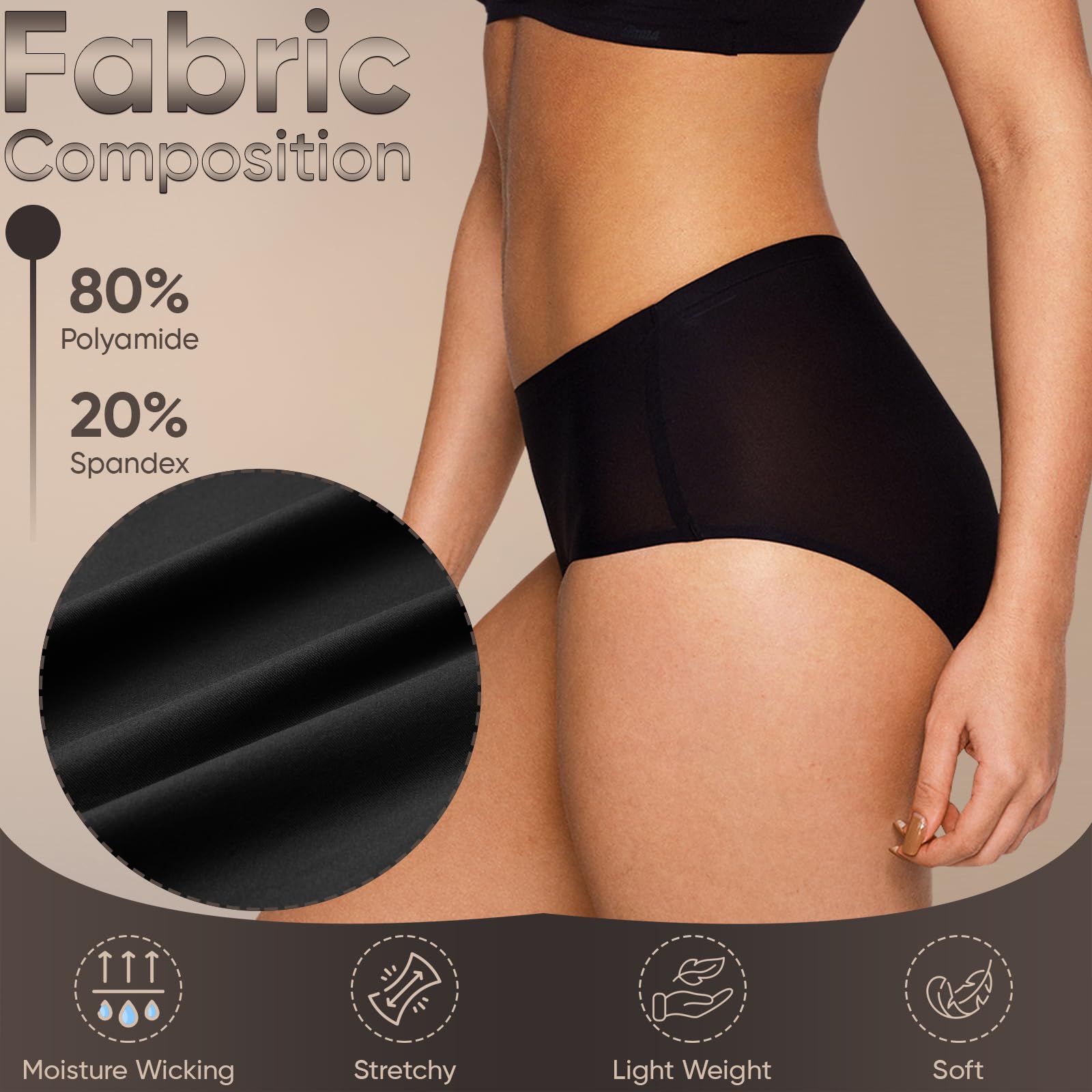 Braza Magic Seamless Mid Rise Full Coverage Underwear for Women – Zero-Feeling Panty with Skin-Soft Fit, High Elasticity & Quick-Dry Comfort for Everyday Wear 3 Pack - Image 6