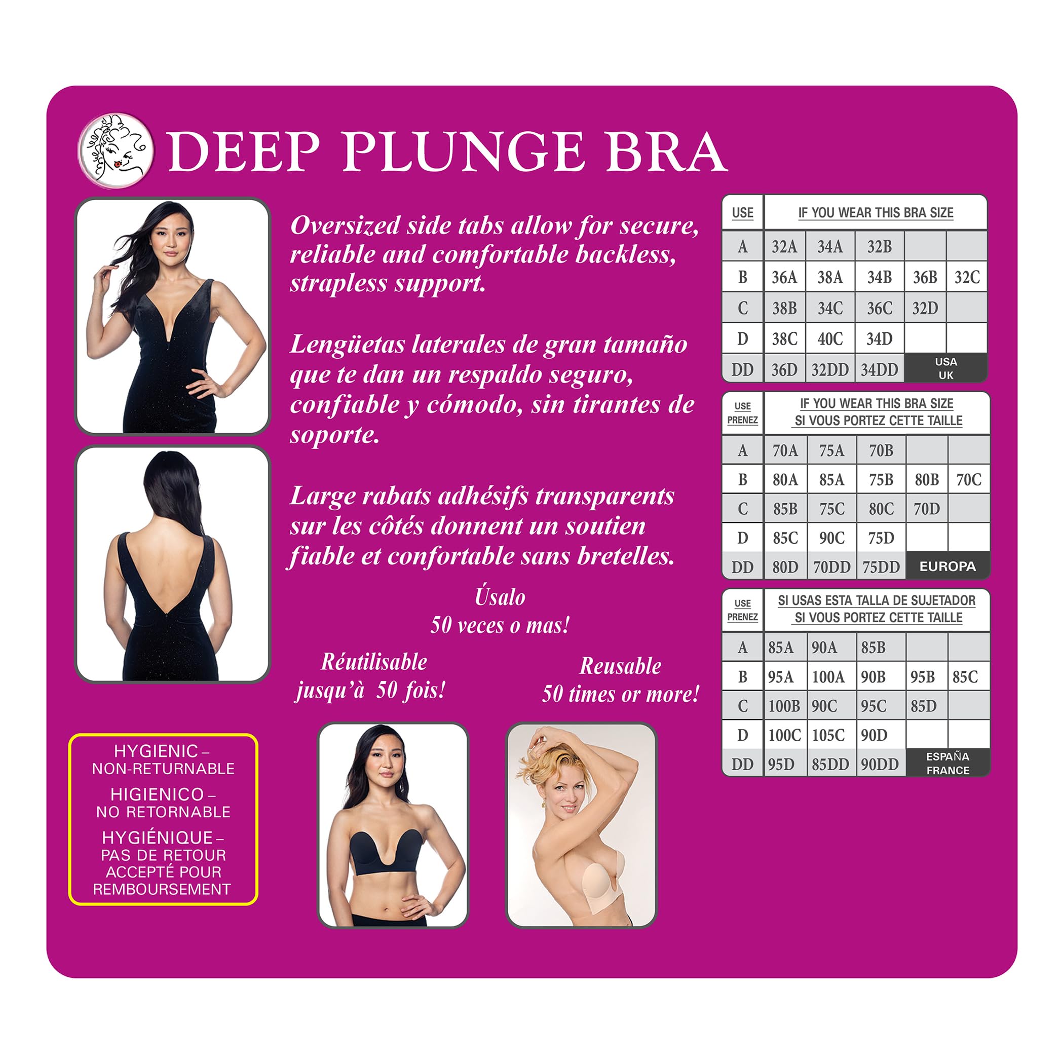 Braza Deep Plunge Strapless Backless Bra – Reusable Adhesive Bra with Silicone Wings – Ideal for Low-Cut Dresses - Image 4