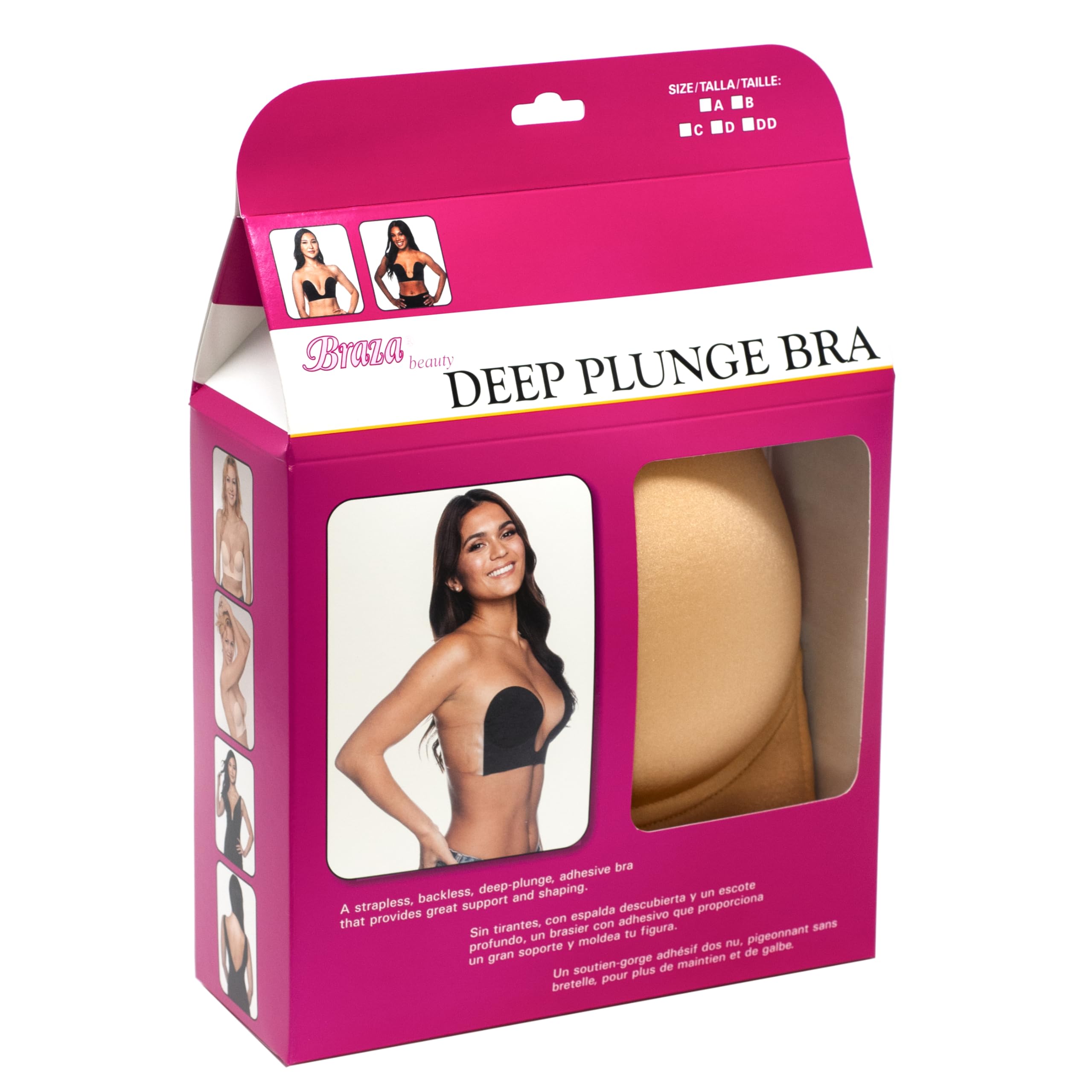 Braza Deep Plunge Strapless Backless Bra – Reusable Adhesive Bra with Silicone Wings – Ideal for Low-Cut Dresses - Image 5