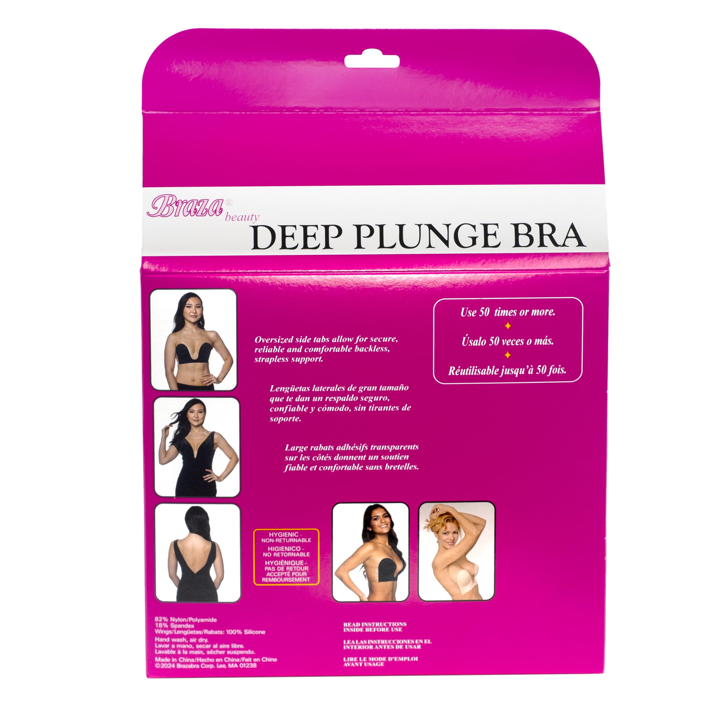 Braza Deep Plunge Strapless Backless Bra – Reusable Adhesive Bra with Silicone Wings – Ideal for Low-Cut Dresses - Image 6