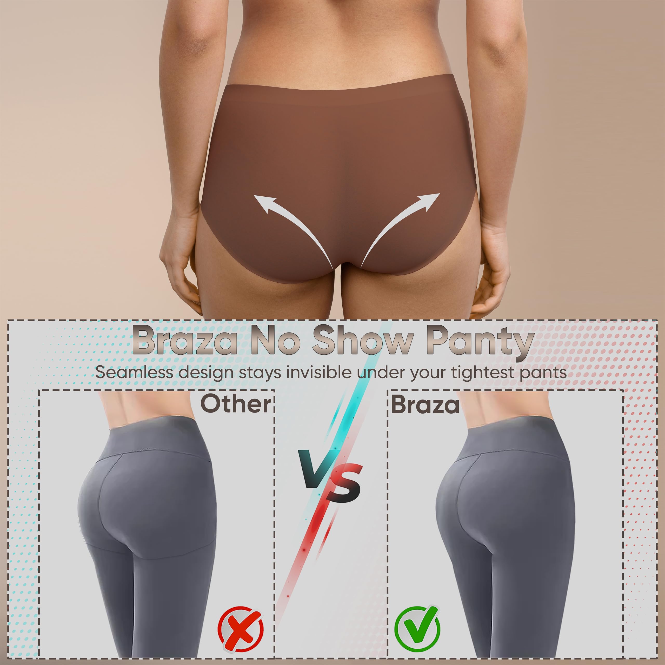 Braza Magic Seamless Mid Rise Full Coverage Underwear for Women – Zero-Feeling Panty with Skin-Soft Fit, High Elasticity & Quick-Dry Comfort for Everyday Wear 3 Pack - Image 5