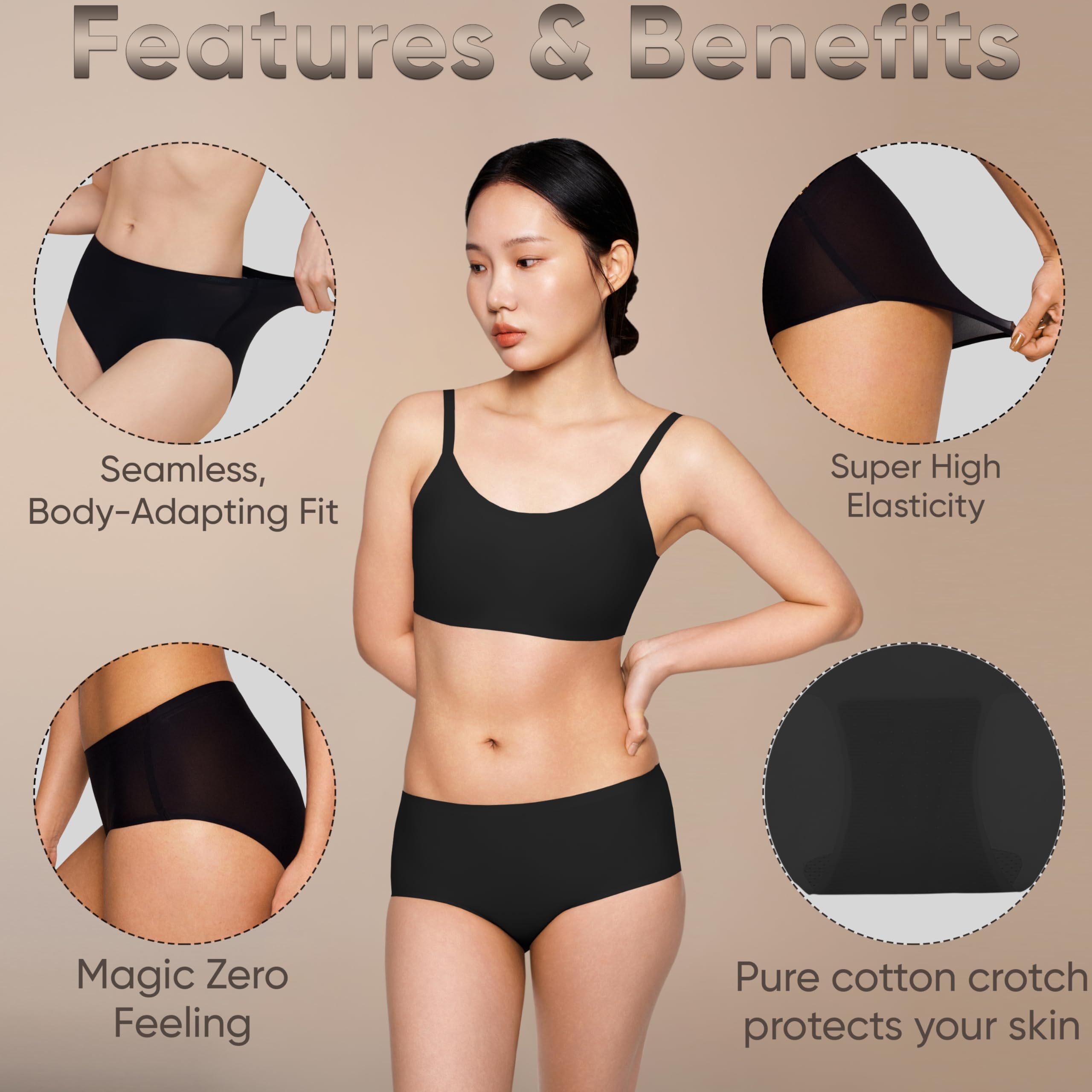 Braza Magic Seamless Mid Rise Full Coverage Underwear for Women – Zero-Feeling Panty with Skin-Soft Fit, High Elasticity & Quick-Dry Comfort for Everyday Wear 3 Pack - Image 3