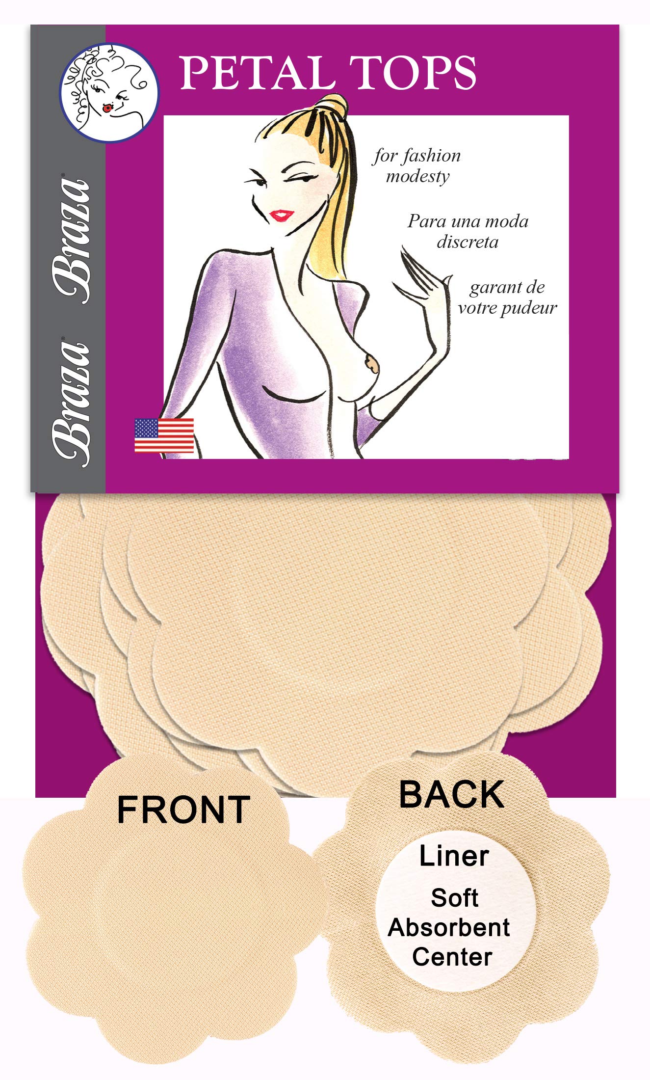 Braza Petal Top Nipple Covers - Disposable, 5 Pair, Beige - Image 5