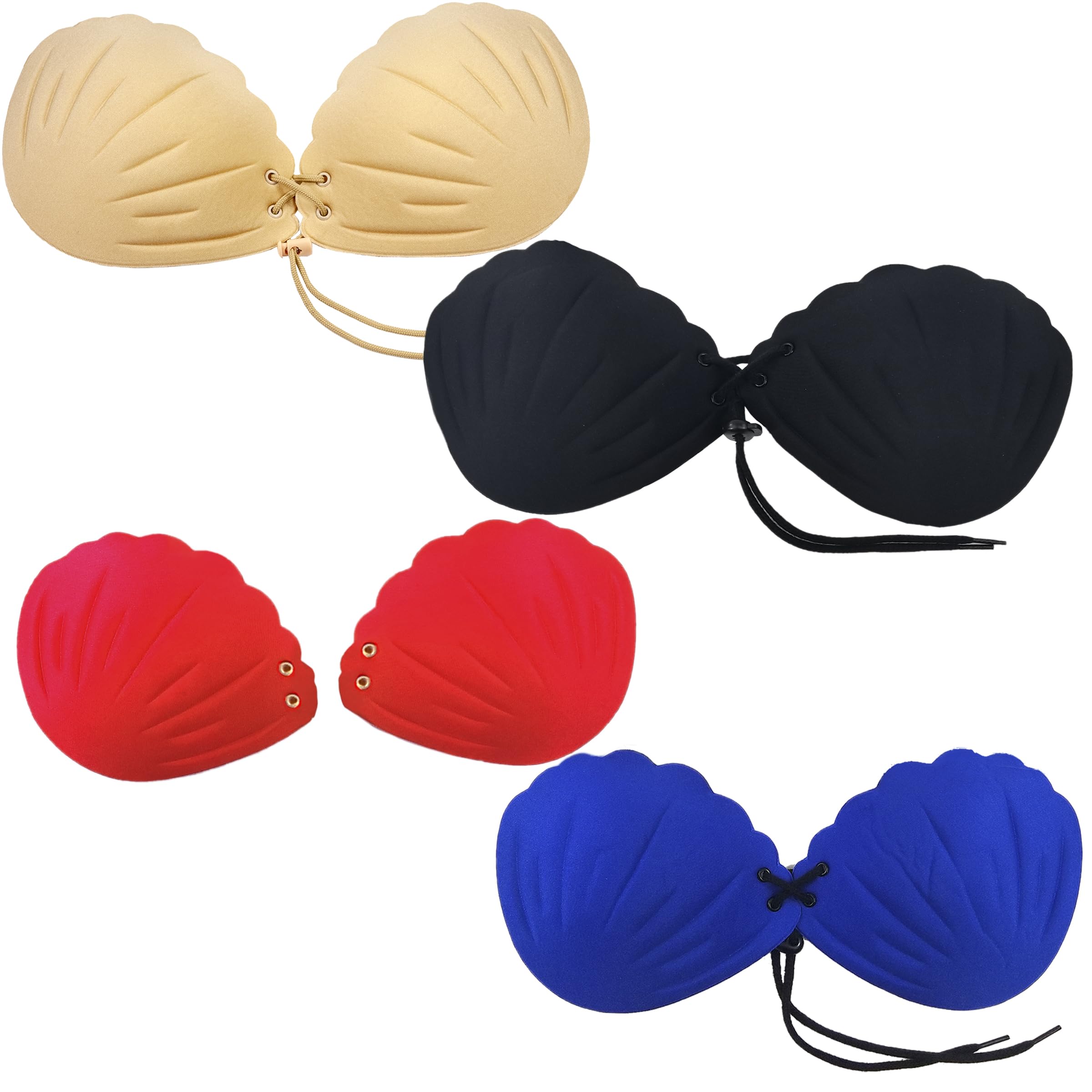 Braza She Shells - Lace Up Backless, Strapless Reusable Silicone Adhesive Bra (Black, C) - Image 3