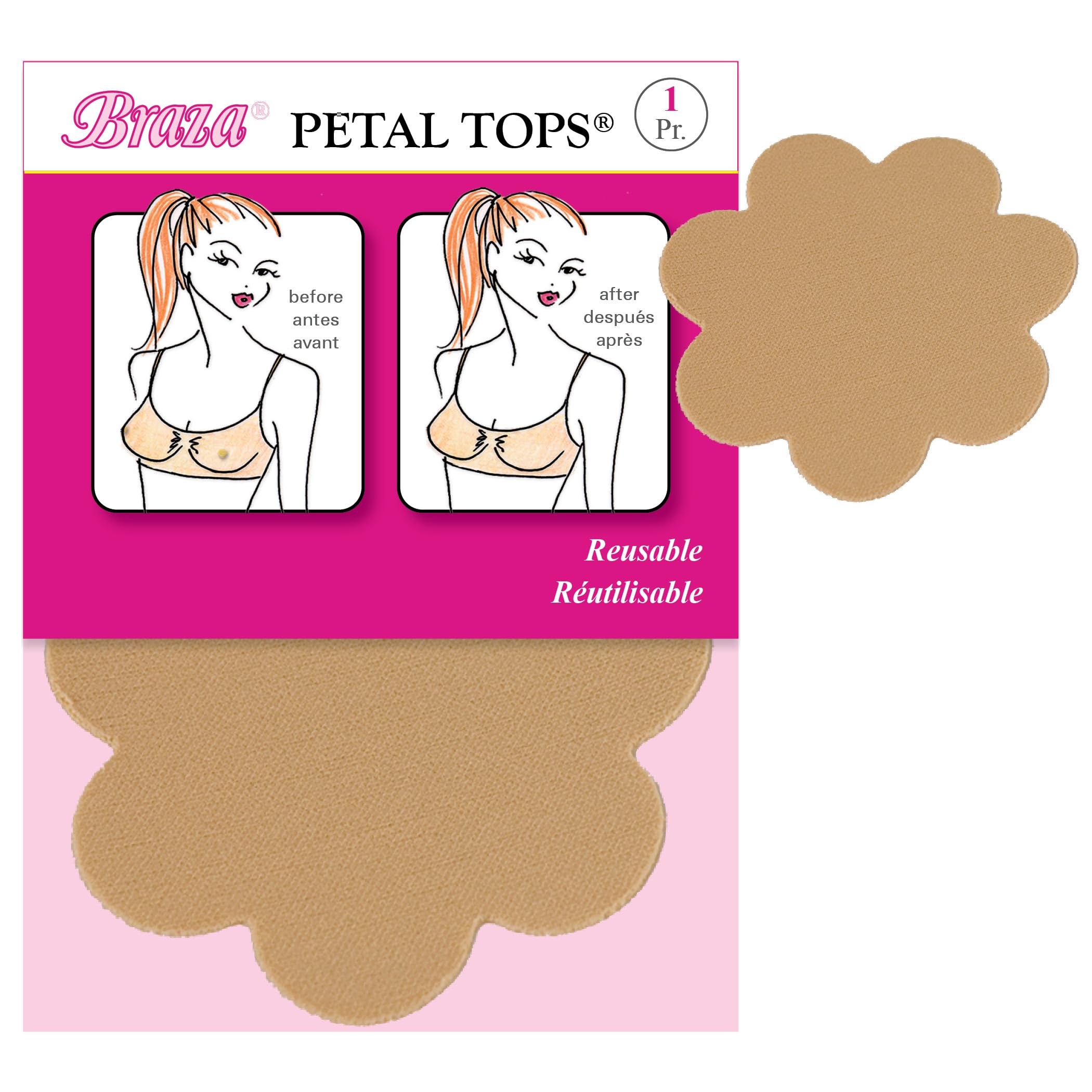 Braza Silicone Re-use Petal Nipple Covers, Beige, 2 Count - Image 5