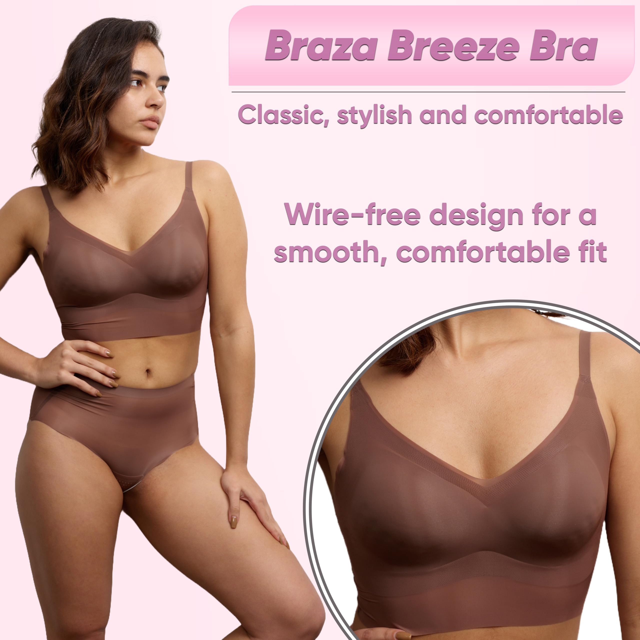 Breeze Womens Wireless Bra - Comfortable Seamless Stretch Everyday Bra - Bras for Women no Underwire Full Coverage Bralette - Image 4