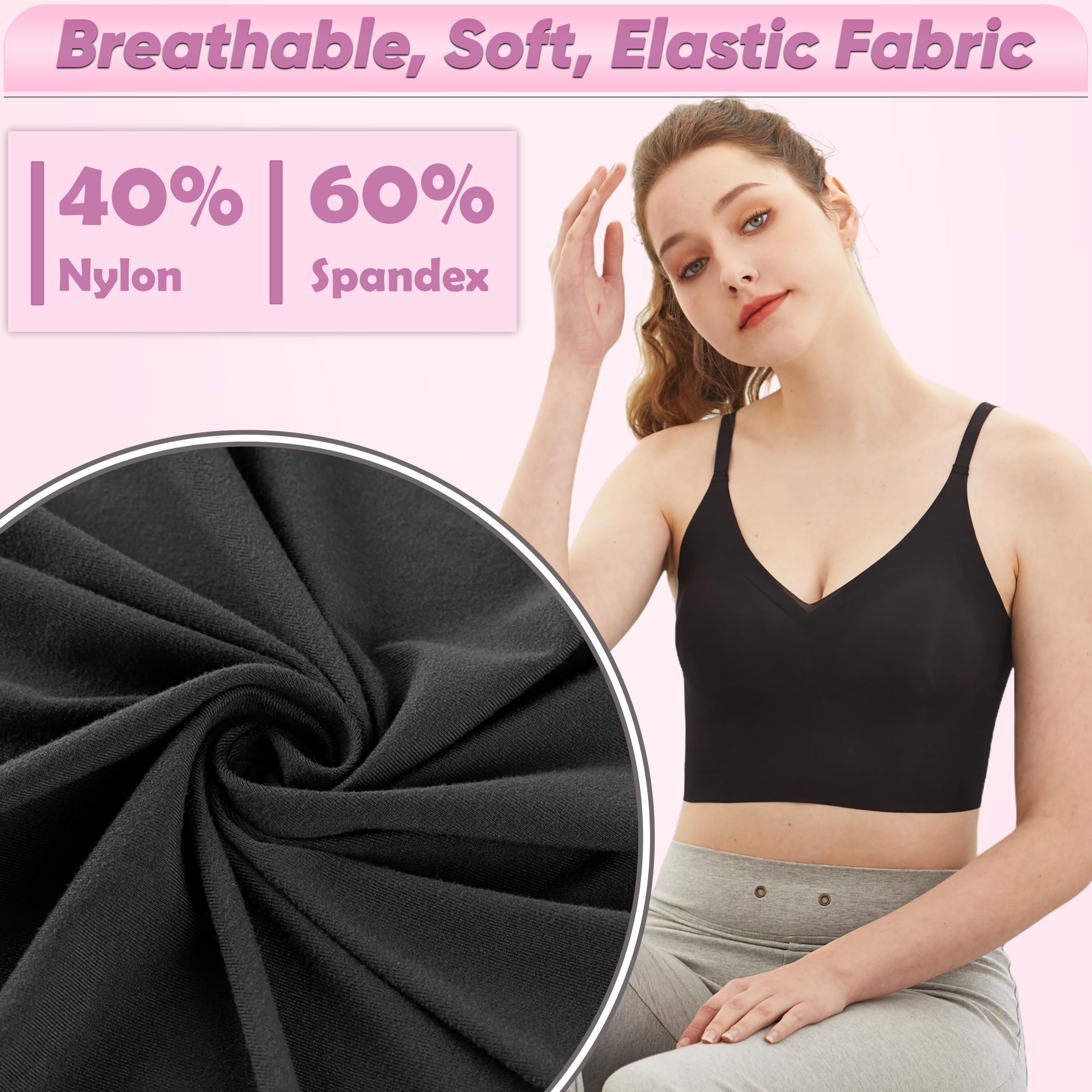 Breeze Womens Wireless Bra - Comfortable Seamless Stretch Everyday Bra - Bras for Women no Underwire Full Coverage Bralette - Image 6