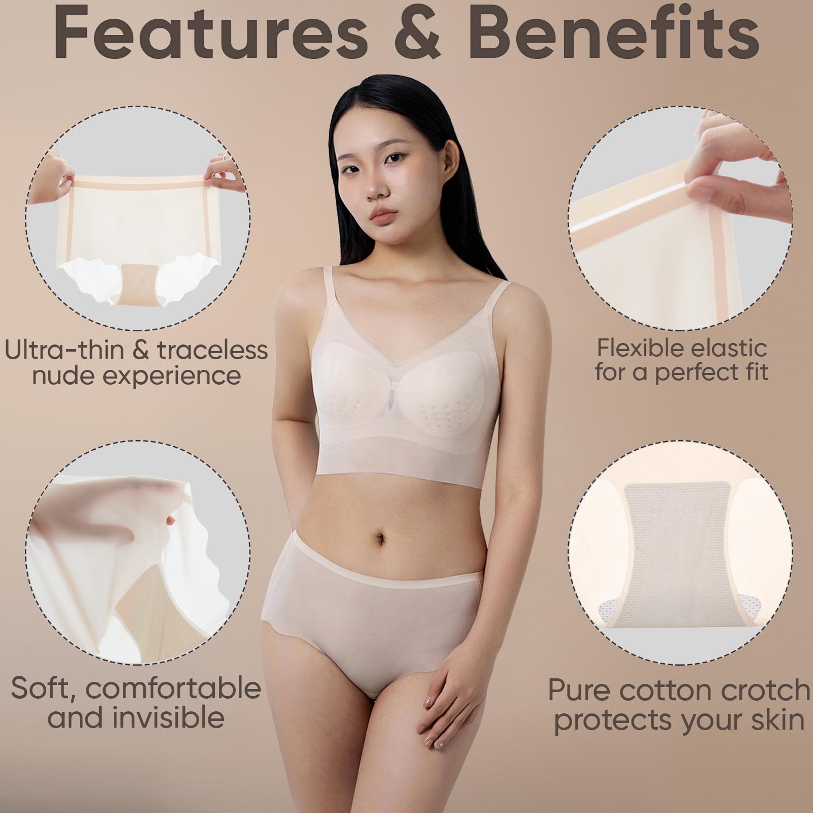 Mid Rise Seamless Underwear for Women – Breathable Full Back Coverage Women Brief - Scalloped Edge No Show Panties for Womens - Image 3