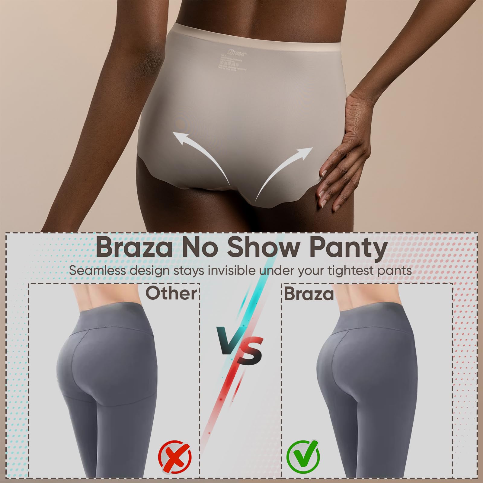 Mid Rise Seamless Underwear for Women – Breathable Full Back Coverage Women Brief - Scalloped Edge No Show Panties for Womens - Image 5