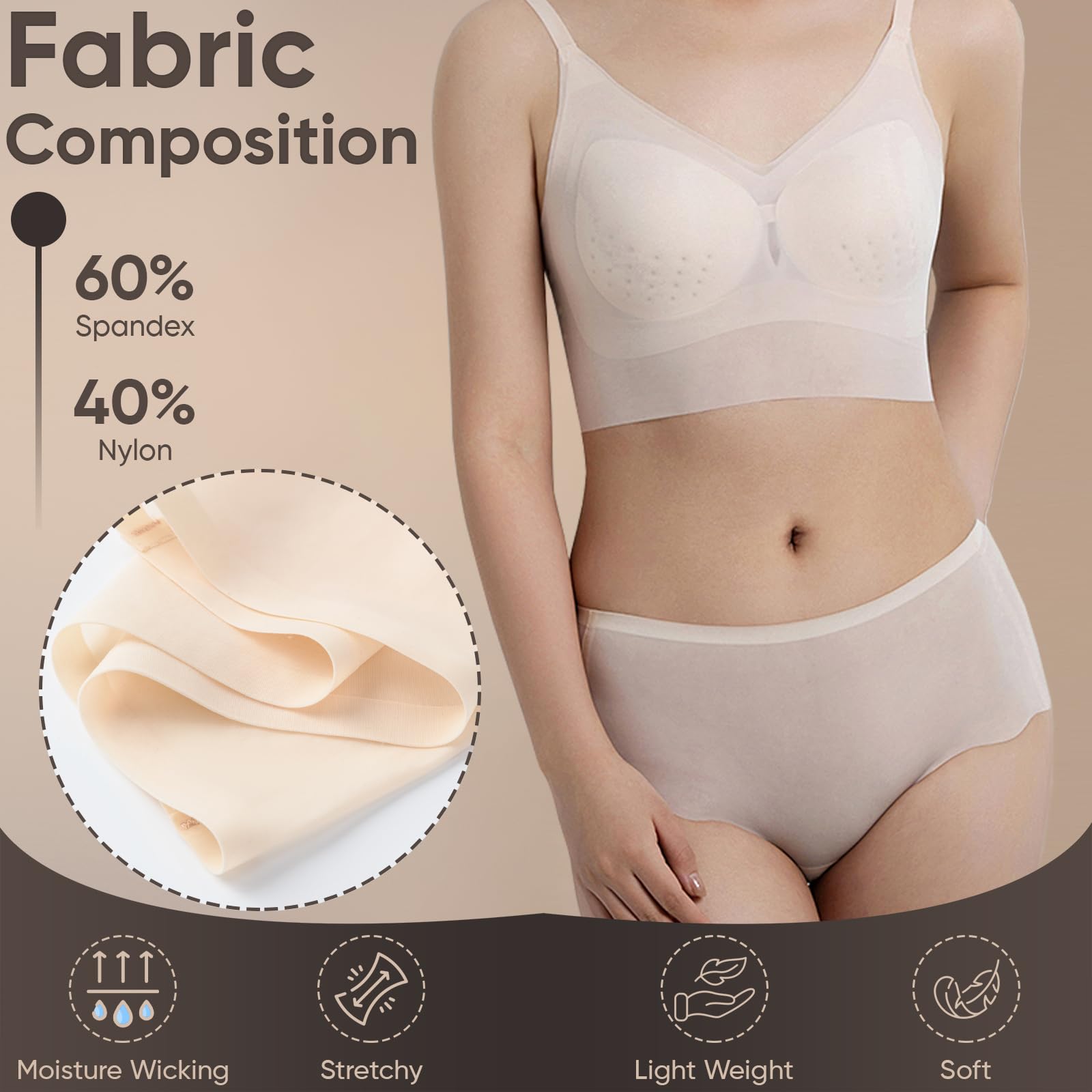 Mid Rise Seamless Underwear for Women – Breathable Full Back Coverage Women Brief - Scalloped Edge No Show Panties for Womens - Image 6