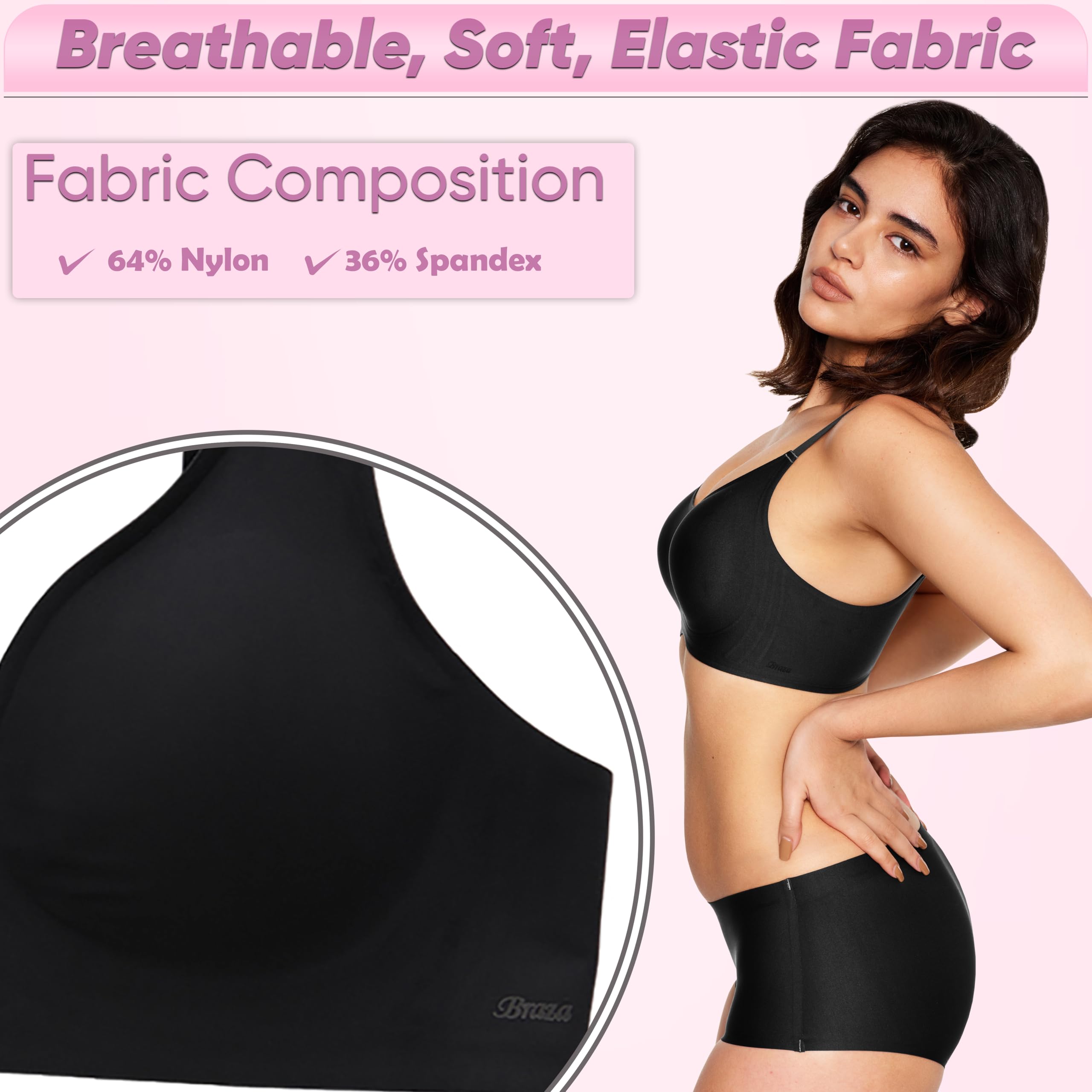 Scoop Neck Padded Bra – Comfortable Build-in Silicone Underwire Seamless Bra - Full Coverage Bra's with Hook & Eye Closure - Image 6